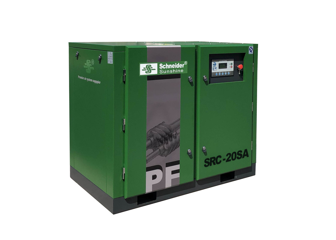 15KW Two Stage Screw Air Compressor , Rotary Screw Air Compressor Green